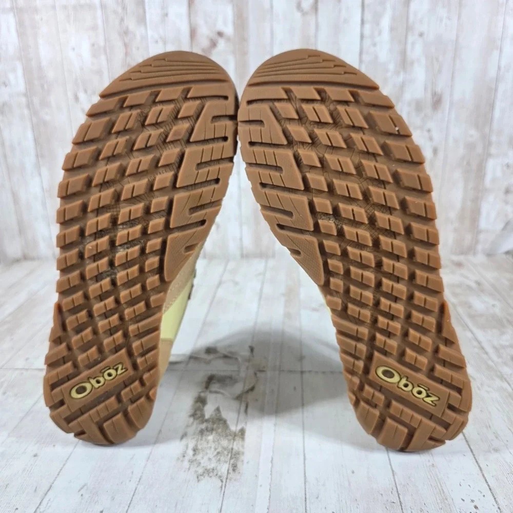 Oboz Womens Low Top Hiking Shoes Tan Yellow Nubuck Mesh Trail Sneakers 10.5 US